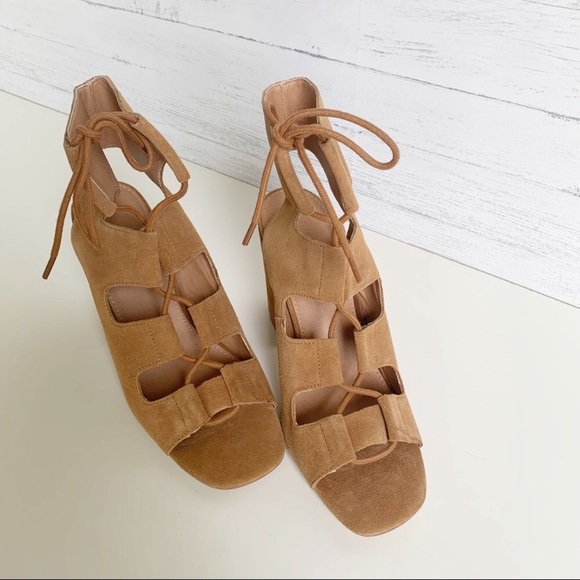 NEW Urban Outfitters Ginger Suede Lace-Up Heels - Picture 4 of 15